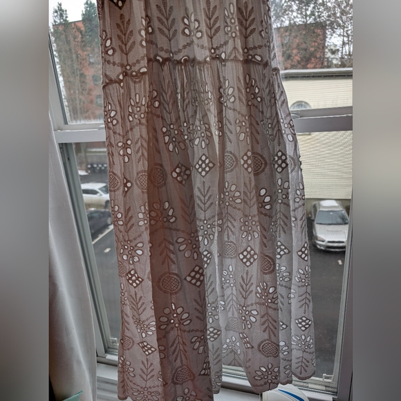 White Eyelet Dress Short Sleeve V-Neck Tea Length Sz Small Bohemian Cottagecore - Picture 13 of 13